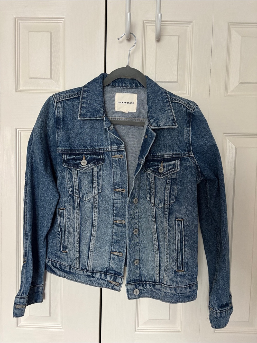Lucky Brand Distressed Mid-Blue Denim Jacket